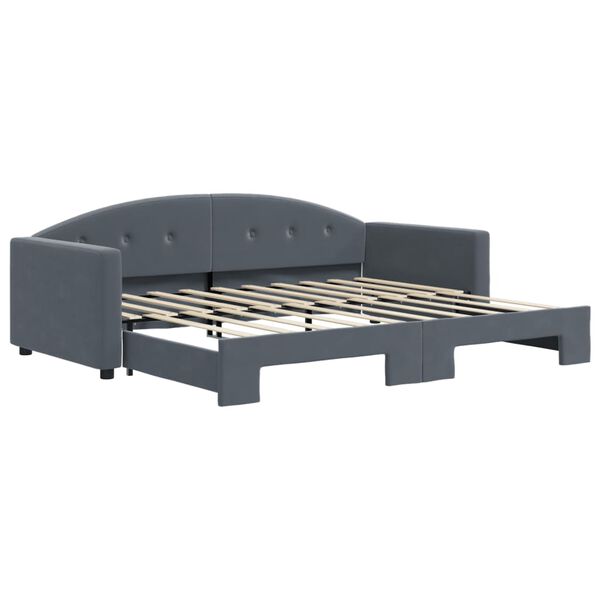 vidaXL daybed med udtr&aelig;k 90x190 cm velour m&oslash;rkegr&aring;