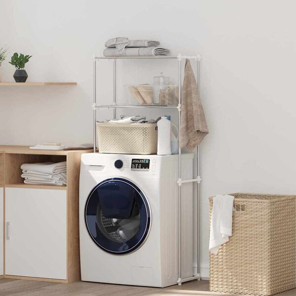vidaXL Vaskemaskinehylde Hvid 70 x 27 x 136 cm Aluminium