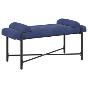 vidaXL Knappet b&aelig;nk med puder Politi bl&aring; 110 x 40 x 46 cm Fl&oslash;jl