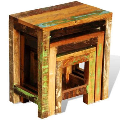 vidaXL indskudsbordsæt i tre dele genbrugstræ vintagestil