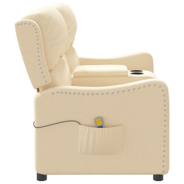 vidaXL 2-personers massagestol med kopholdere stof cremefarvet