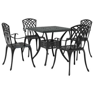 vidaXL Havebord s&aelig;t 5 pcs Sort Gustt aluminium