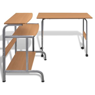 Todelt skrivebord og computerbord brun