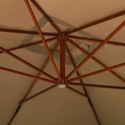 vidaXL hængeparasol med træstang 400x300 cm gråbrun