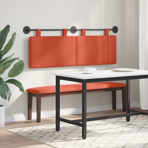 vidaXL H&aelig;ngende Hovedgavl R&oslash;d orange 150 x 55 x 5 cm Velourstof