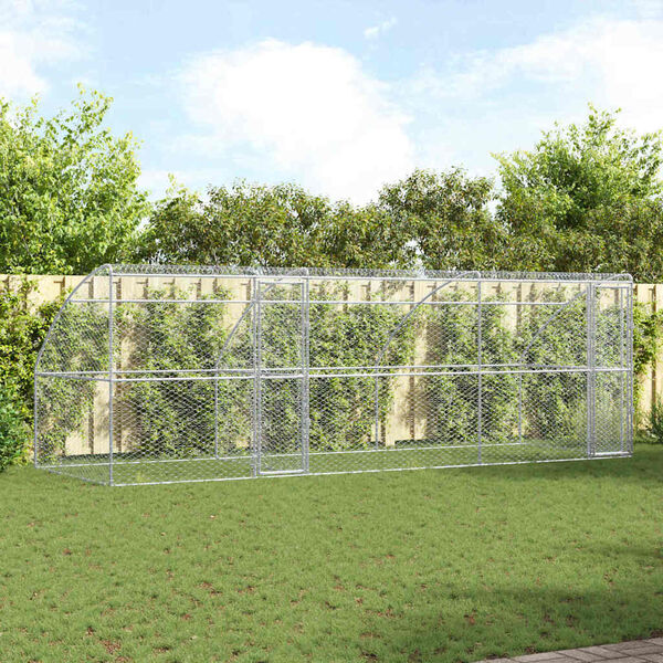 vidaXL Hundehus 3 pcs S&oslash;lv 6 x 2 x 2 m Galvaniseret st&aring;l