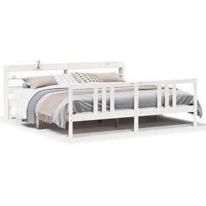 vidaXL Sengeramme med hovedg&aelig;rde uden madras Hvid 200x200 cm