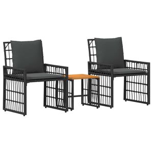 vidaXL Have m&oslash;bel s&aelig;t 3 stk. Sort og M&oslash;rkegr&aring; St&aring;l og Polyrattan