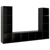vidaXL tv-skabe 3 stk. 142,5x35x36,5 cm konstrueret tr&aelig; sort h&oslash;jglans