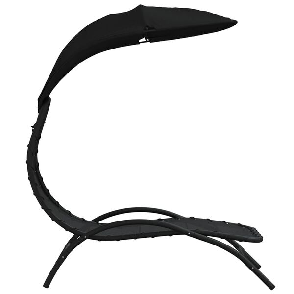 vidaXL liggestol med baldakin 167x80x195 cm stof og stål sort