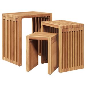 vidaXL Have Side Bord 3 stk. Brun 33 x 44,5 x 51 cm Massiv Teaktr&aelig;