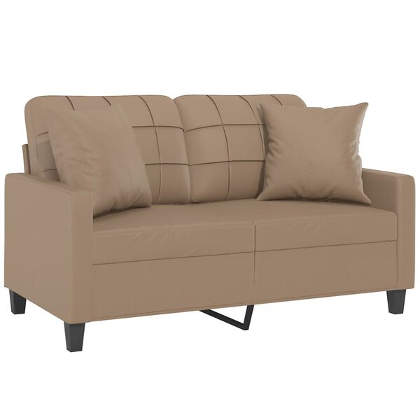 vidaXL 2-personers sofa med pyntepuder 120 cm kunstl&aelig;der cappuccino