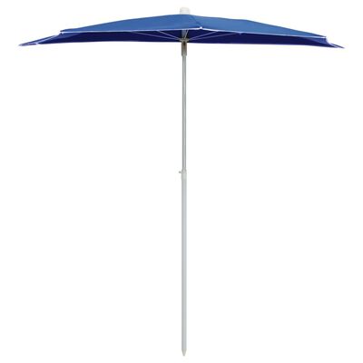vidaXL halv parasol med stang 180x90 cm azurblå
