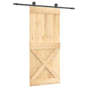 vidaXL Skyded&oslash;r Naturfarvet og sort 90 x 210 cm Massivt Fyrretr&aelig;