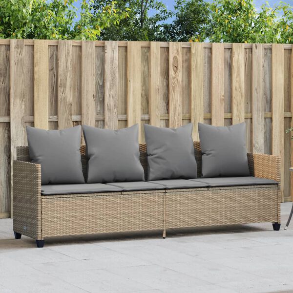 vidaXL loungesofa med hynder polyrattan beige