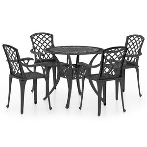 vidaXL bistros&aelig;t 5 dele st&oslash;bt aluminium sort