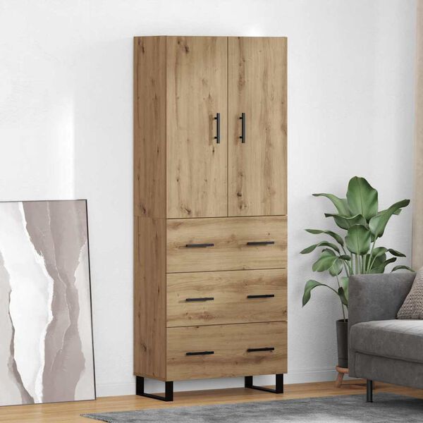 vidaXL Highboard med skuffe 2 pcs Artisan Egetr&aelig; 69,5 x 34 x 180 cm