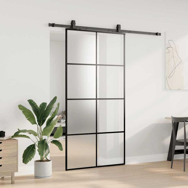 vidaXL skyded&oslash;r med hardwares&aelig;t 102,5x205 cm ESG glas sort