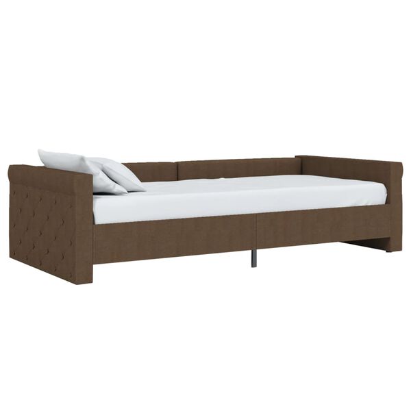 vidaXL daybed med madras og USB 90x200 cm stof m&oslash;rkebrun