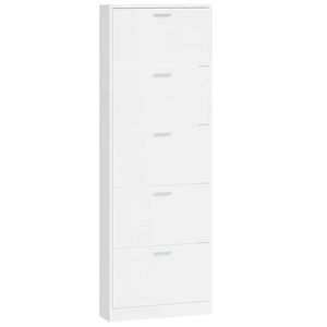 vidaXL skoskab 59x17x169 cm konstrueret tr&aelig; hvid h&oslash;jglans