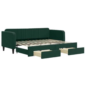 vidaXL daybed med udtr&aelig;k og skuffer 80x200 cm velour m&oslash;rkegr&oslash;n
