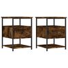 vidaXL sengeborde 2 stk. 40x42x56 cm konstrueret tr&aelig; r&oslash;get egetr&aelig;
