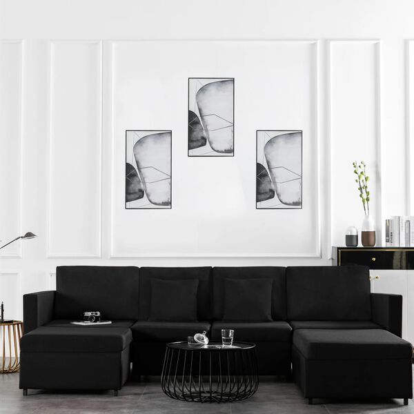 vidaXL 4-personers sovesofa med udtræk stof sort