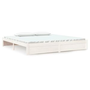 vidaXL sengeramme 200x200 cm massivt tr&aelig; hvid