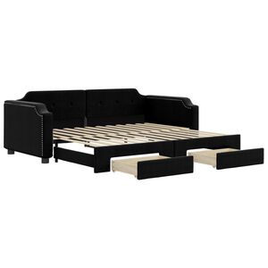 vidaXL daybed med udtr&aelig;k og skuffer 90x190 cm stof sort