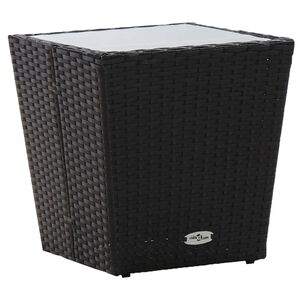 vidaXL tebord 41,5x41,5x43 cm h&aelig;rdet glas og polyrattan sort