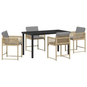 vidaXL Have Spisebordss&aelig;t 5 pcs Beige polyrattan