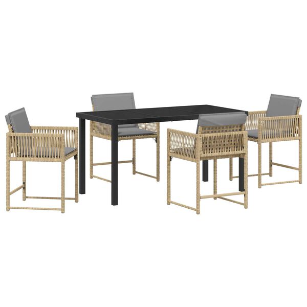 vidaXL Have Spisebordssæt 5 pcs Beige polyrattan