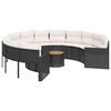 vidaXL havesofa med bord og hynder rund polyrattan sort
