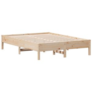 vidaXL sengeramme uden madras 135x190 cm massivt fyrretr&aelig; hvid