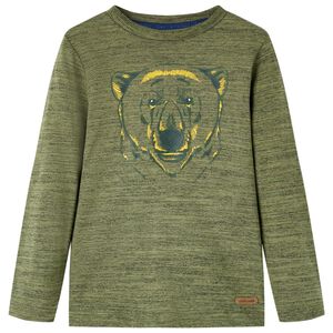 vidaXL Lang&aelig;rmet T-shirt til b&oslash;rn str. 104 kakimeleret