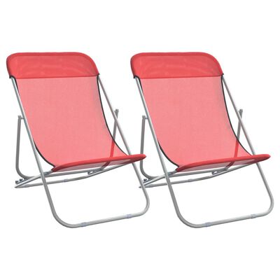 vidaXL foldbare strandstole 2 stk. textilene og pulverlakeret stål rød