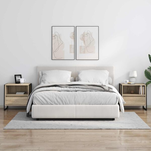 vidaXL Sengebord med skuffe Sonoma 50 x 39,5 x 50 cm Konstrueret tr&aelig;