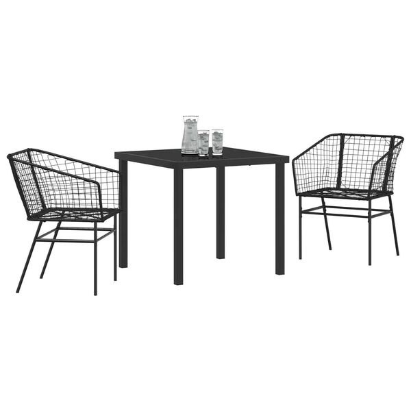 vidaXL Have Spisebordss&aelig;t 3 pcs Sort polyrattan