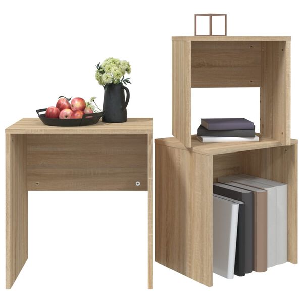 vidaXL indskudsborde 3 stk. konstrueret tr&aelig; sonoma-eg