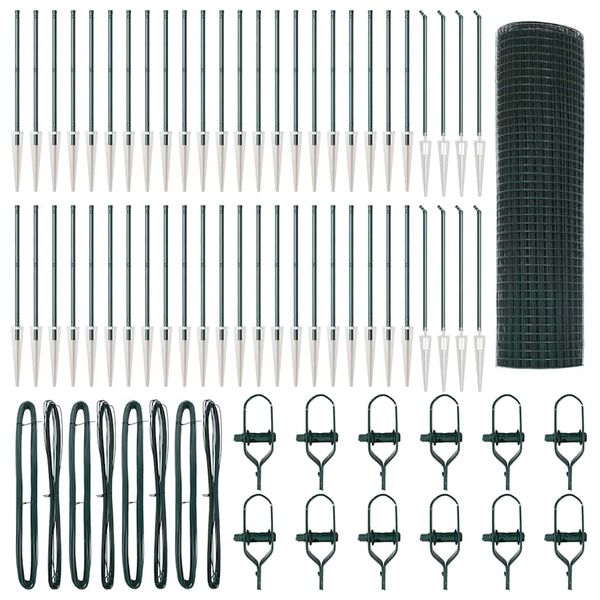 vidaXL Hegnsp&aelig;l Gr&oslash;n 100 x 0,8 m (19 x 19 mm mesh) St&aring;l og PVC