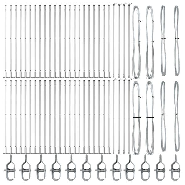 vidaXL Hegnspæl Andet 52 pcs Grå 3,2 x 3,2 x 83,5 cm Stål