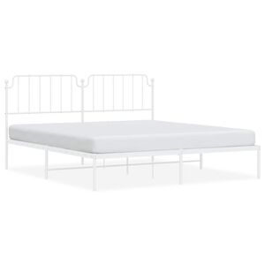 vidaXL sengeramme med sengegavl 183x213 cm metal hvid