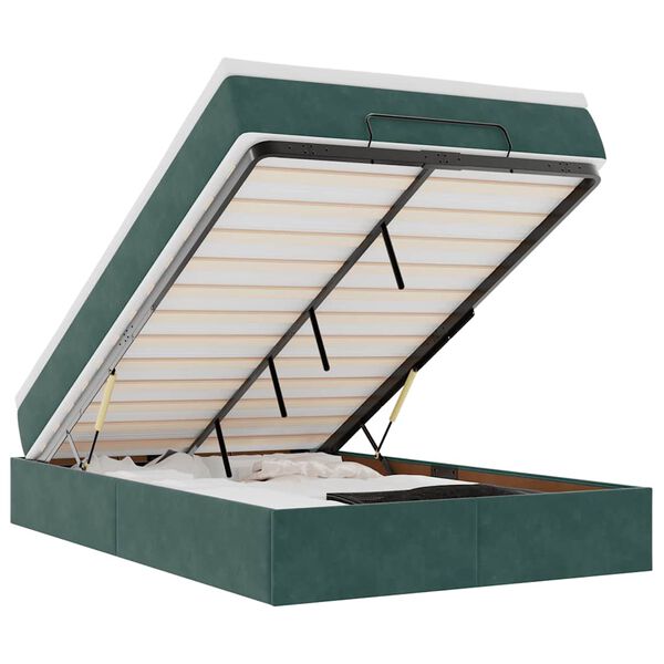 vidaXL osmannisk seng med madras 120x190 cm fl&oslash;jl m&oslash;rkegr&oslash;n