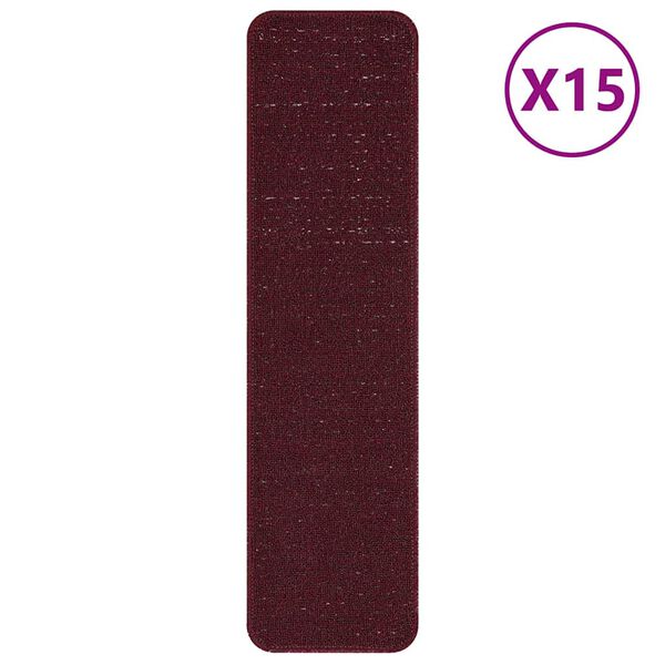 vidaXL Skridsikre Trappemåtter 15 pcs Bordeaux 75 x 20 cm PP