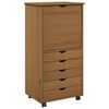 vidaXL Rullende skab 53 x 39 x 103 cm Massivt fyrretr&aelig; Honningbrun