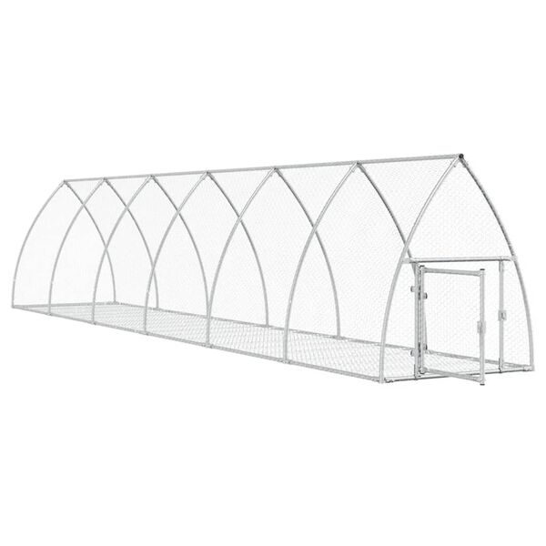 vidaXL kaninbur 105x600x120 cm galvaniseret st&aring;l s&oslash;lvfarvet