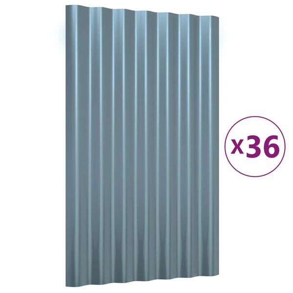 vidaXL tagplader 36 stk. 60x36 cm galvaniseret st&aring;l gr&aring;