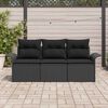 vidaXL Havesofa S&aelig;t med pude med opbevaring 3 pcs Sort Poly rattan