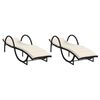 vidaXL liggestole 2 stk. med hynder polyrattan sort