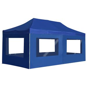 vidaXL foldbart festtelt med v&aelig;gge aluminium 6 x 3 m bl&aring;